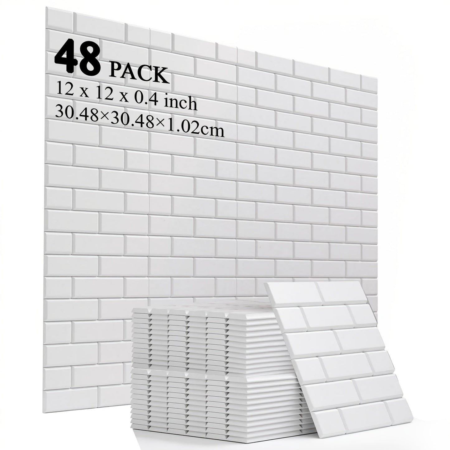 Acoustic Wall Panel shown in the Wall Tile Soundproof Panel 30L1H White48 option