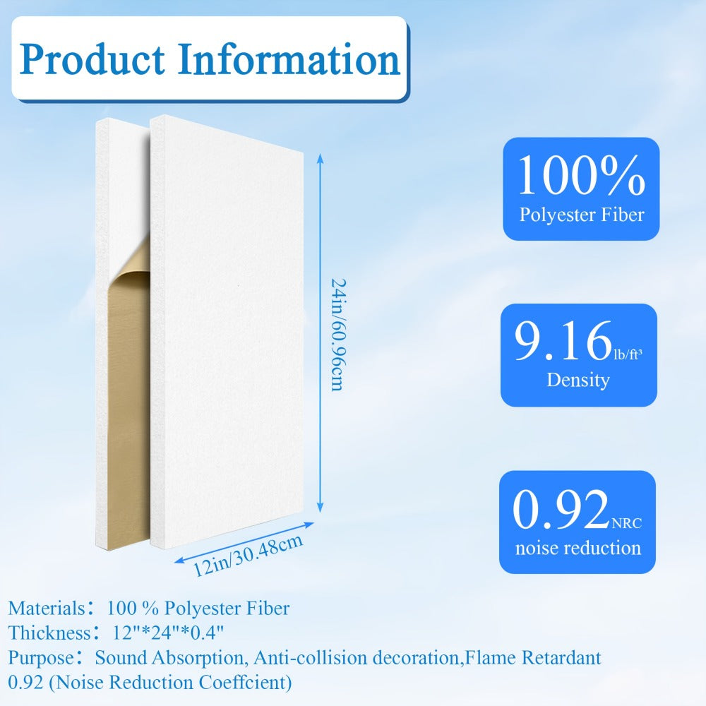 Acoustic Wall Panel, White 6 Pieces, 12pcs, 6/12pcs, High for Reducing Room Reflections In detail image