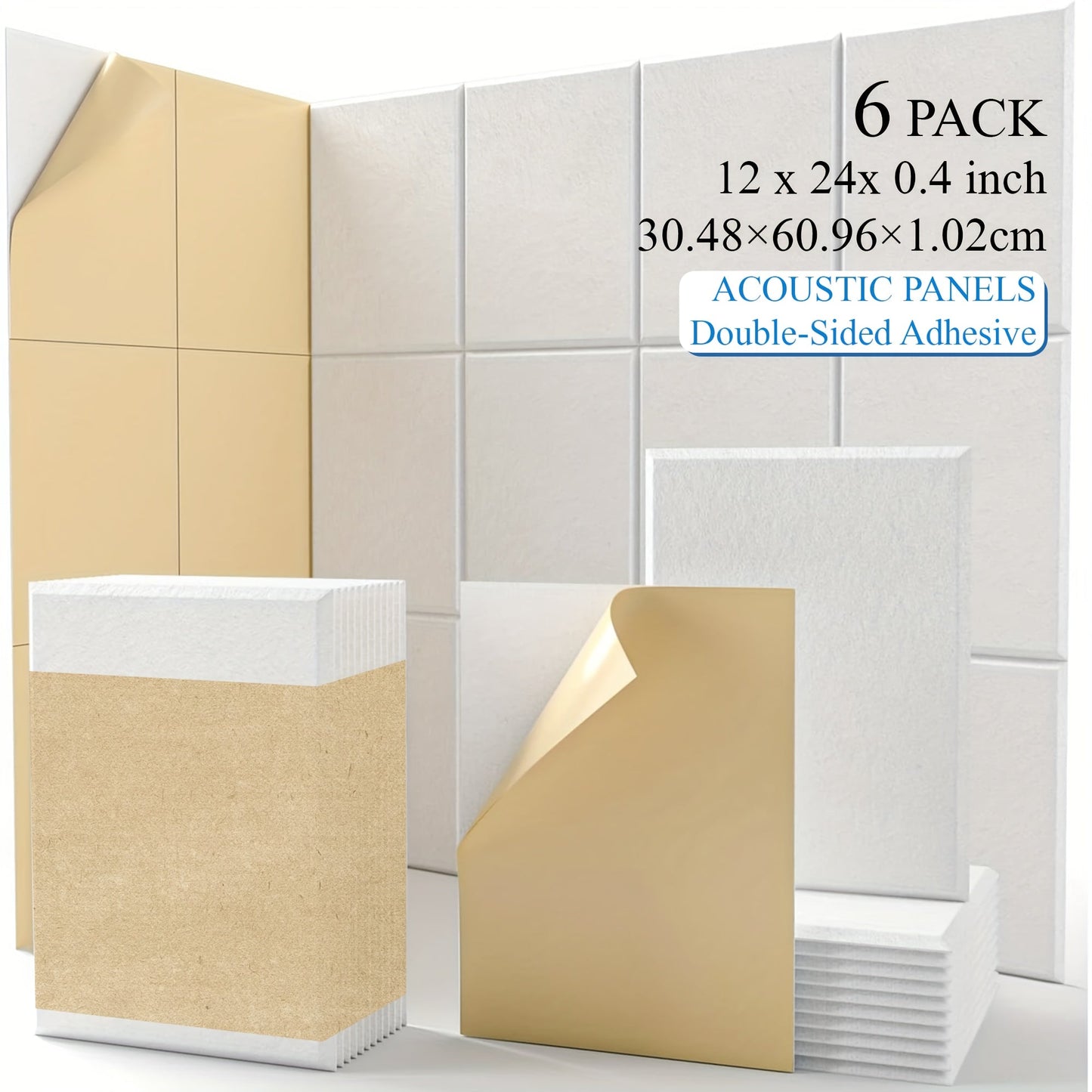 Acoustic Wall Panel shown in the White 6 Pieces option