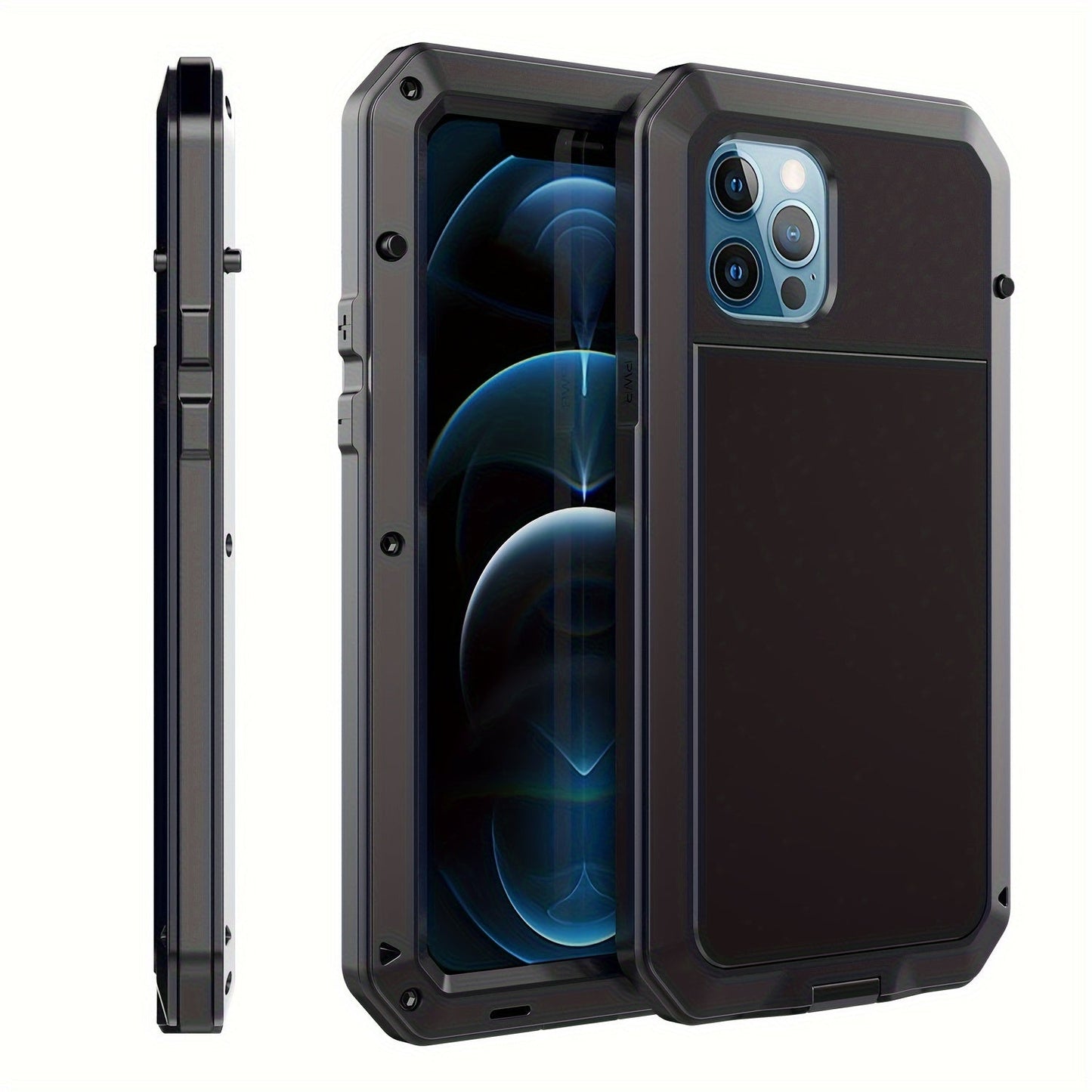 Metal-Frame Full-Body iPhone Case with Built-In Glass Screen Cover for Selected iPhone 11 through 16 Models