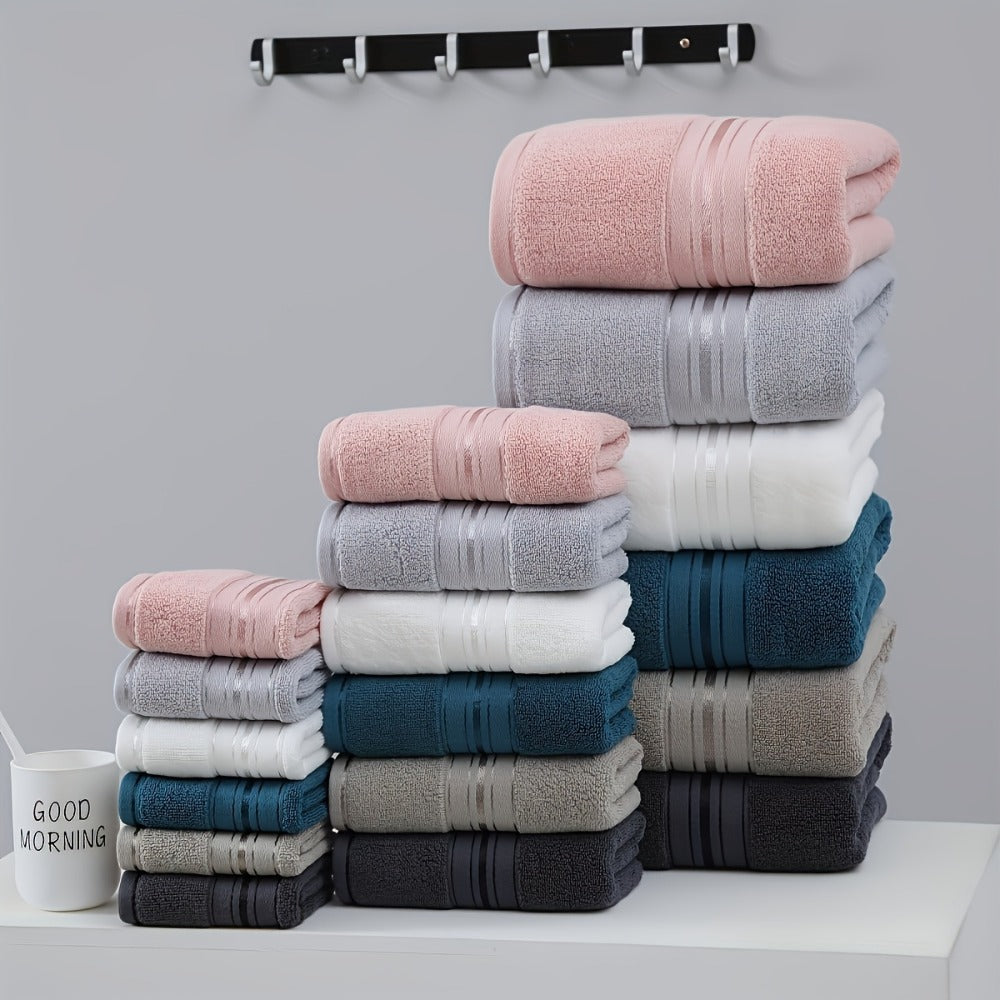 Towel Set 8 Piece 550GSM Pure Cotton Vintage Striped Bath, Hand Towels and Washcloths for Home and Guest Use