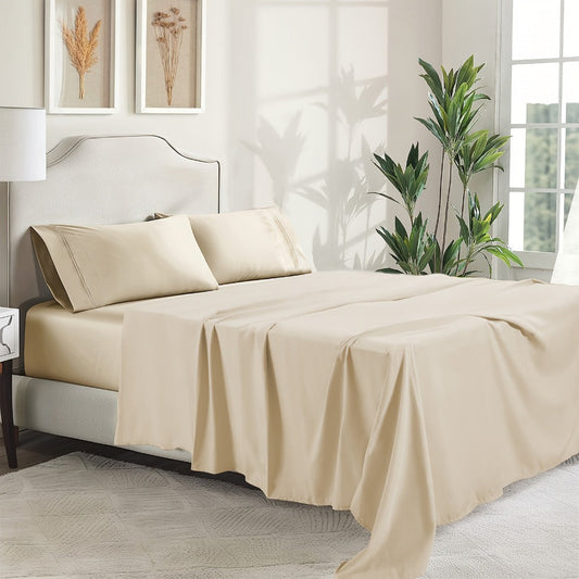 Bed Sheet Set Sanded Polyester Microfiber with 35–39 cm Pocket and Solid or Stripe Pattern Options