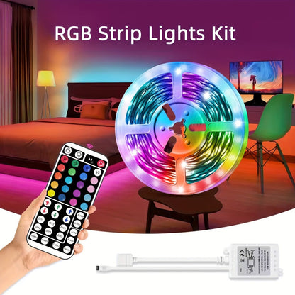 RGB LED Strip Lights for Party Wedding Event with 44-Key Remote - Colorful Color Changing Dimmable 50FT 100FT for Bedroom Kitchen Bar Holiday Home Decoration