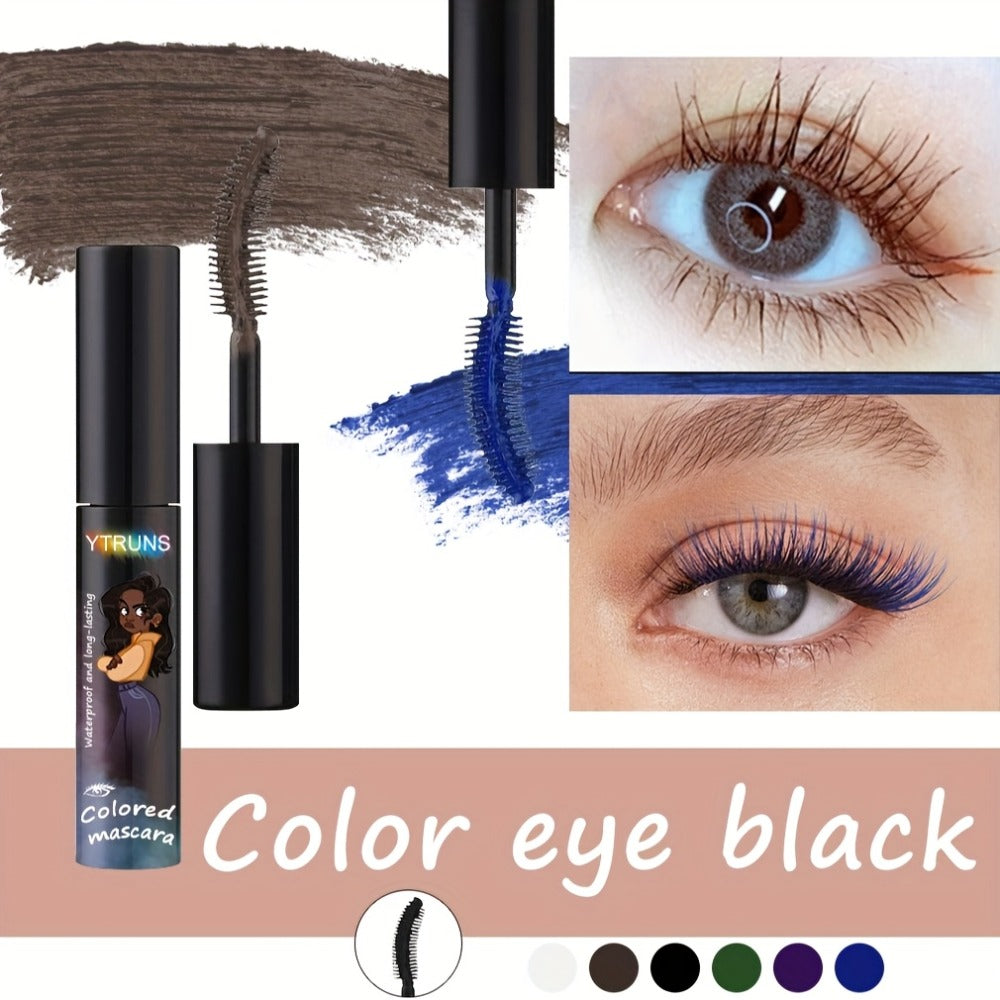 YTRUNS Colored Mascara in Six Shades from White and Brown to Black, Green, Blue or Purple with Curved Wands
