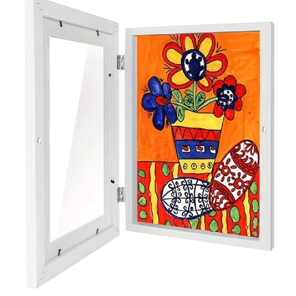 Kids Artwork Frames Front Opening Changeable 8.5x11 Inch Children Art Display Picture Frame for Drawing Crafts Photos Holds 130 Pieces Wood Black White