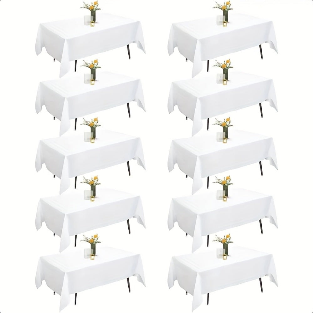 White Rectangular Tablecloth Set with Ten 60 x 102-Inch Covers for Banquet and Party Tables