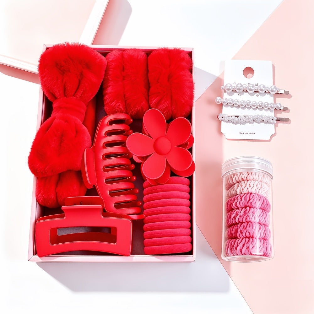 Hair Accessories Mixed Headband, Hair Clip, Hoop and Elastic Set in Fourteen Color Combinations