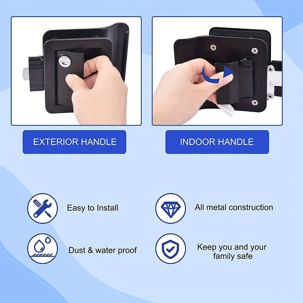 RV Door Lock Replacement – Travel Trailer Entry Door Lock with Deadbolt, Fits 2-3/4" x 3-3/4" Hole, 1-1/4" to 1-1/2" Door Thickness, Zinc Alloy, Includes 4 Keys, Compatible with Cargo & Horse Trailers