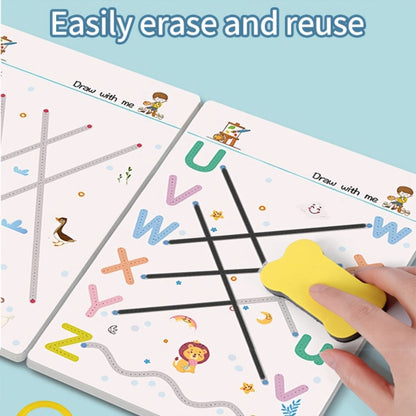 128-Page Reusable Handwriting Practice Set with Four Tracing Books, Four Pens, Eraser and Ring Buckles