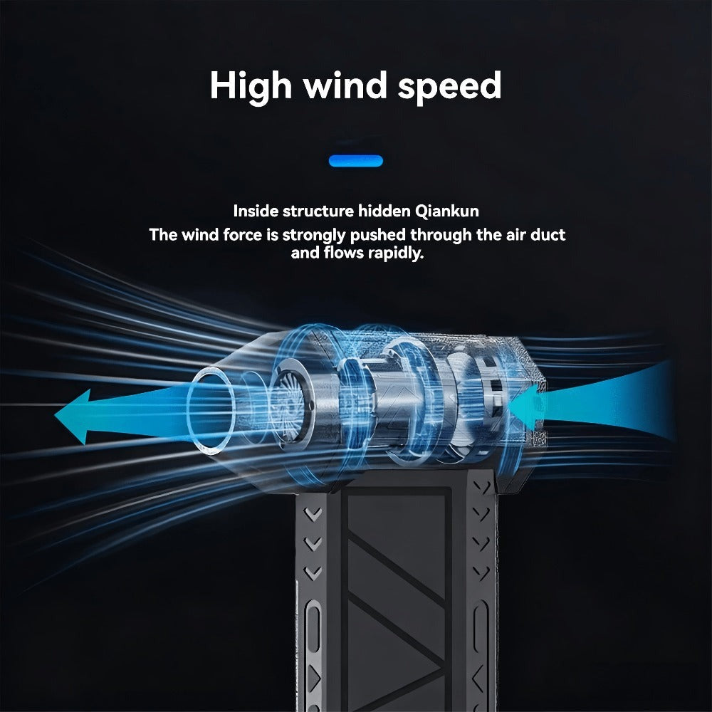 Portable Fan, USB-Rechargeable Handheld Model with Brushless Motor, High-Velocity Airflow and Built-In LED Light