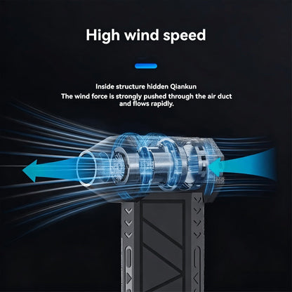 Portable Fan, USB-Rechargeable Handheld Model with Brushless Motor, High-Velocity Airflow and Built-In LED Light