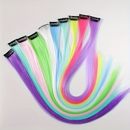 Hair Accessories Ten-Piece 16-Inch Light-Up Rainbow Clip-In Extensions for Costume Styling