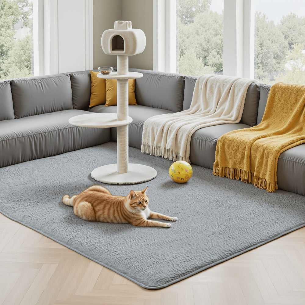 Plush Shag Area Rug in Solid or Tie-Dye Colors with Four Rectangular Size Options for Living Spaces