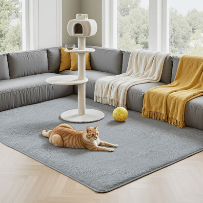 Plush Shag Area Rug in Solid or Tie-Dye Colors with Four Rectangular Size Options for Living Spaces