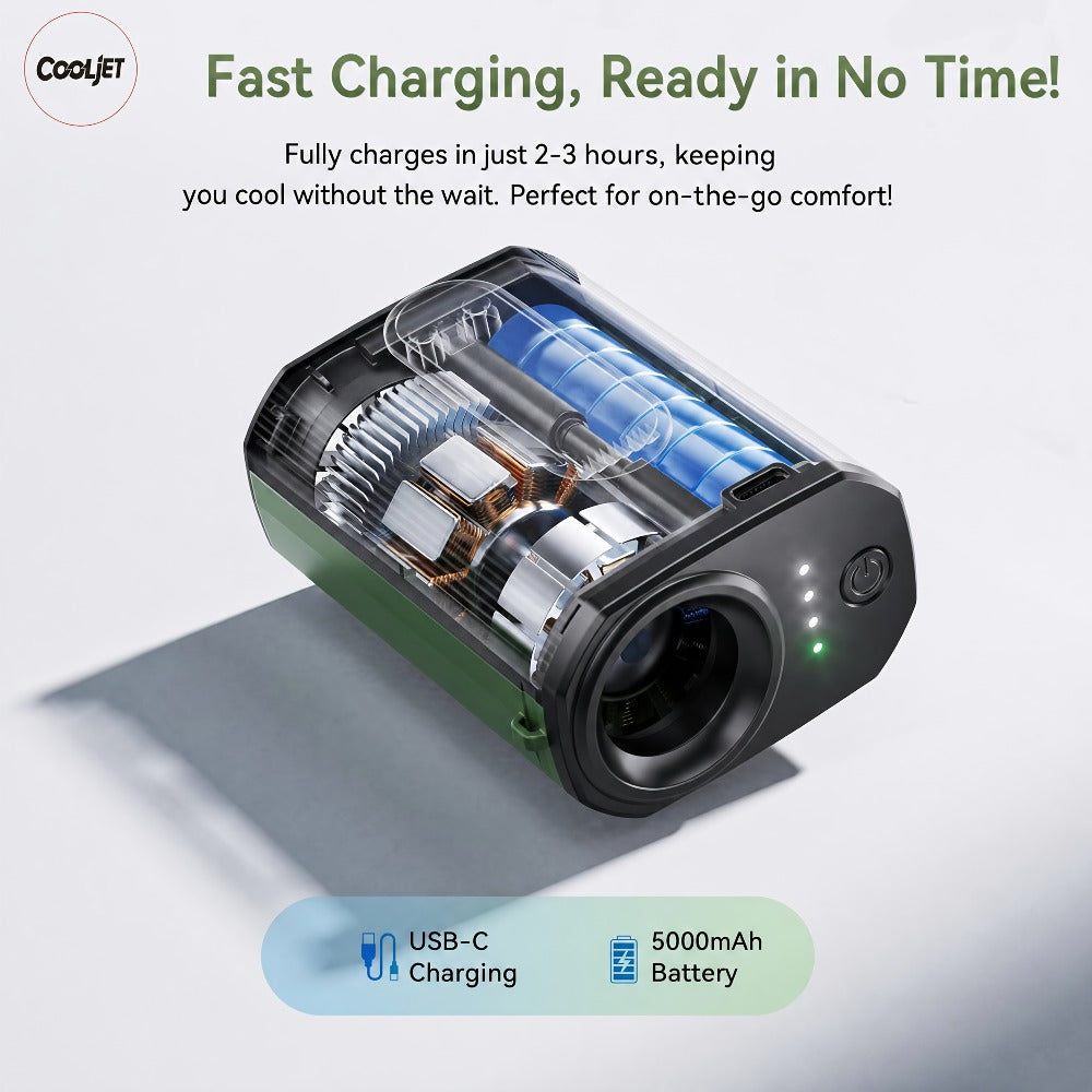 Portable Fan by Coogir, 5000mAh Four-Speed Waist Clip and Neck Model with LED Battery Display