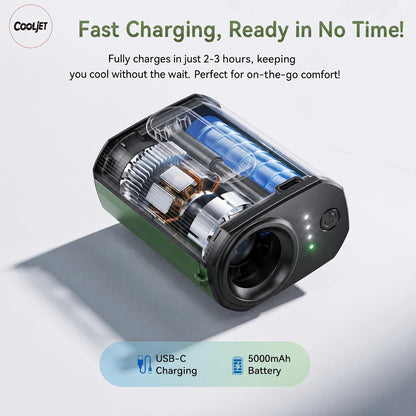Portable Fan by Coogir, 5000mAh Four-Speed Waist Clip and Neck Model with LED Battery Display