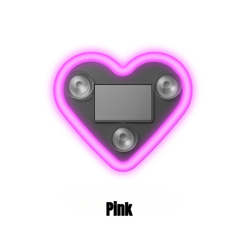 Car Interior Neon Heart Lights Solar USB Rechargeable 5 Lighting Modes Vibration-Sensing Auto On/Off Dashboard Decoration for Cars Trucks SUVs, 2pcs Set Iridescent Pink Blue Red Ice Blue Gift