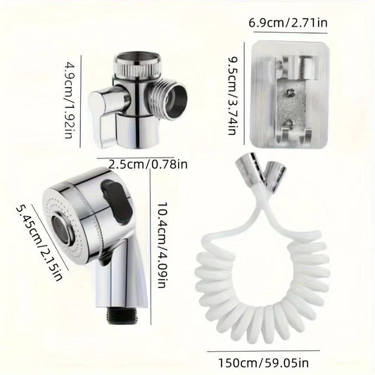 Handheld Shower Head Kit with Hose Bracket Diverter Faucet Adapter High Pressure Portable Shampoo Spray Set for Bathroom Sink Hair Washing Travel
