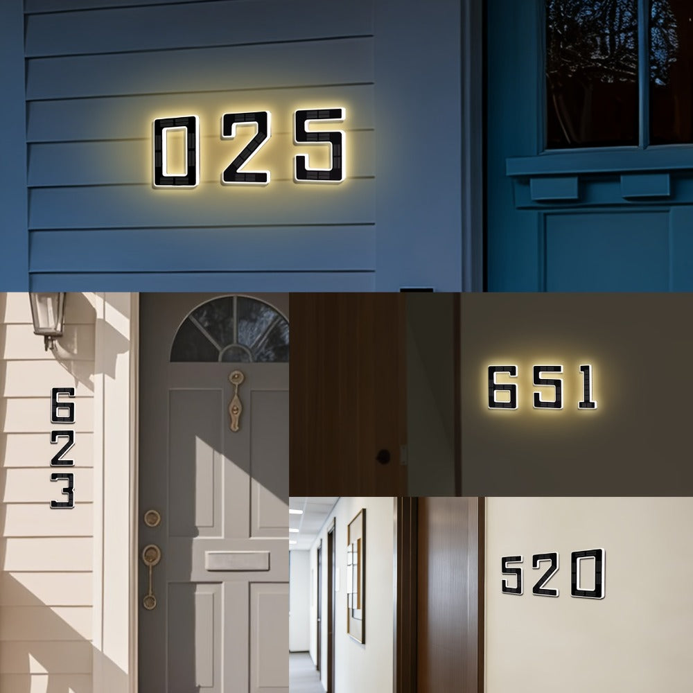 LED Solar House Number Light 6.7 Inch Wall Mounted – Smart Sensor Illuminated Address Number for Home Decor, No Wiring Energy-Saving Solar Powered Outdoor Light