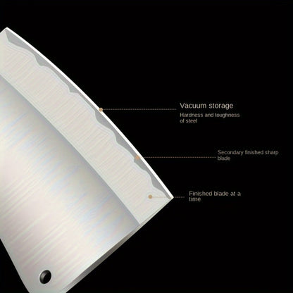 Extra-Thick 22 cm Blade Meat Cleaver with Hanging Hole, Broad Chopping Profile and Wood-Tone Handle