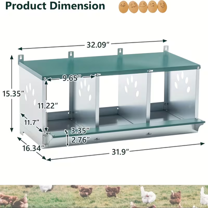 Metal Chicken Nesting Box Galvanized Steel 3-10 Compartment Roll-Away