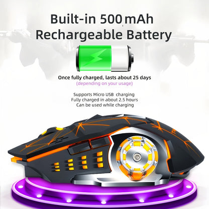 Wireless Gaming Mouse RGB Rechargeable T-WOLF 2.4GHz Ergonomic Large Mouse for PC Laptop Tablet Mac Chromebook Adjustable DPI Quiet Click Work Gaming Study Back to School Gift