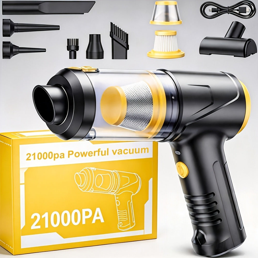 Car Vacuum Cordless 21000Pa Powerful Handheld Wireless 6000mAh USB Rechargeable with Attachments for Car Home Office Pet Hair Deep Cleaning