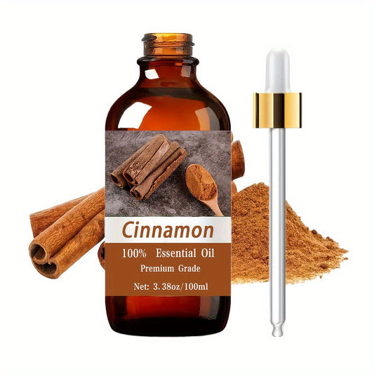 Essential Oil Cinnamon Warm Spicy Aroma in 100ml Bottle for Diffuser, Massage, Meditation and Personal Care