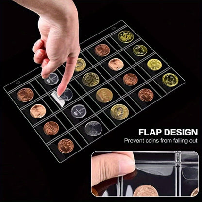 200-Pocket Coin Collection Album with 10 Pages, Zipper Handle and Black or Blue Cover for Adult Collectors