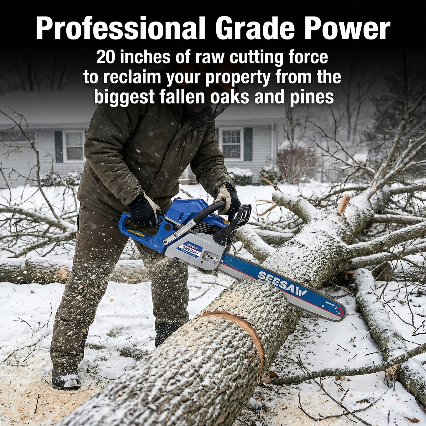 62CC 20-Inch Gas Chainsaw Kit in Five Colors with Bar Cover, Tool Pouch and Fuel Container