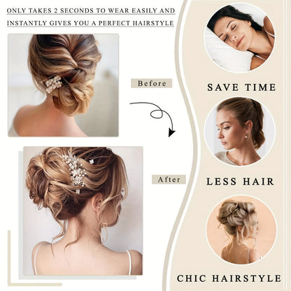 Messy Bun Hairpiece Claw Clip Curly Wavy Synthetic 6 Inch 7 Colors Instant Updo No Heat Easy Style Women Daily Work Party Wedding