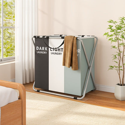 Fabric Laundry Sorter Hamper with Carry Handles in Two- or Three-Section Designs and 57 or 70cm Height Options