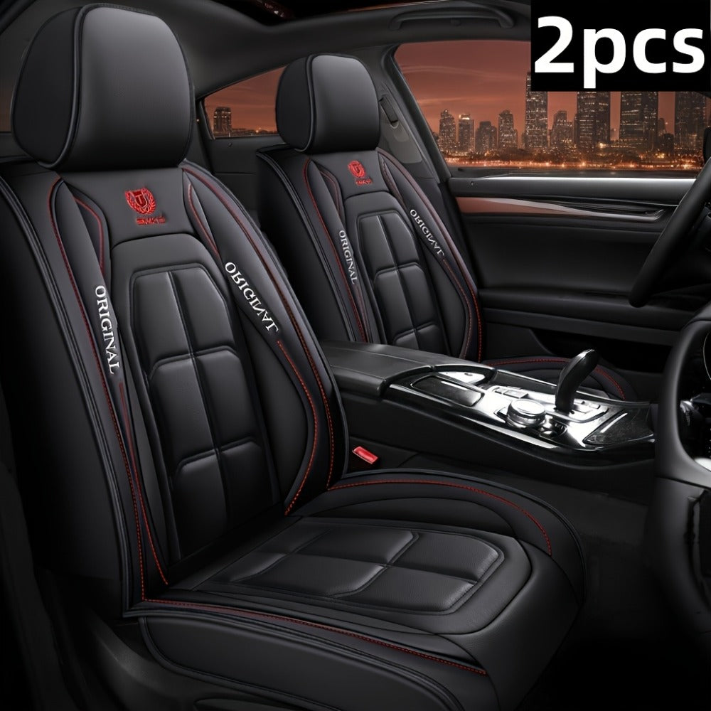 Car Seat Covers Sporty Faux Leather Full-Coverage Front Seat Design in Green or Blue Options