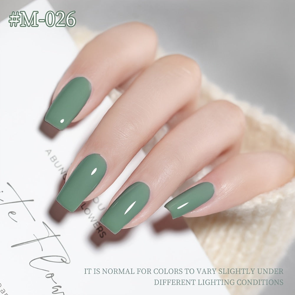 Gel Nail Polish Set with XEIJAYI Label, 9 Green Forest Colors in 0.51oz Photo Frame Bottles