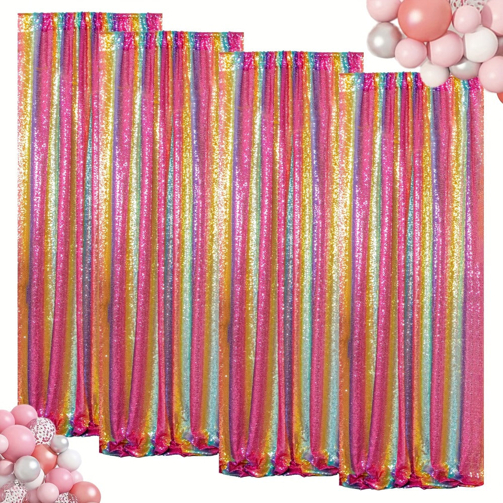 Sequin Backdrop Curtain for Party Wedding - 4x8ft Shimmering Glitter Curtain for Birthday Photo Booth Stage Decoration, Easy Hang, Multi-Color