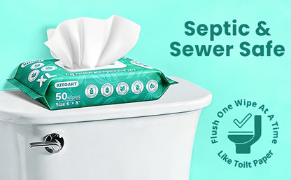 Extra-Large Unscented Adult Wet Wipes in 150 or 300 Count Packs for Bathroom, Camping and Travel Hygiene