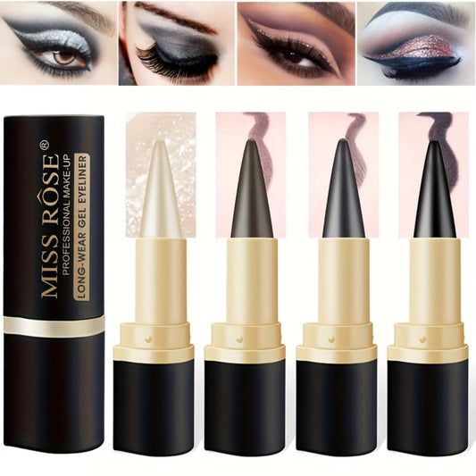 Creamy Gel Eyeliner Pencil Set 3pcs Black Waterproof Sweat-Resistant Smudge-Proof Long-Lasting Matte Eye Liner – Precise Single Tip Gentle Skin Professional Eye Makeup Women