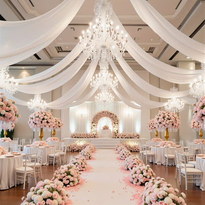 Six-Pack 63-by-118-Inch Sheer Chiffon Wedding Drape Curtains in 12 Source-Labeled Color Options