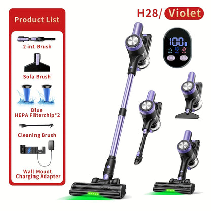 Cordless Stick Vacuum Cleaner 45KPA 8-in-1 Lightweight with Anti-Tangle Brush Green Light Detection for Carpet Pet Hair Hardwood Tile Floor