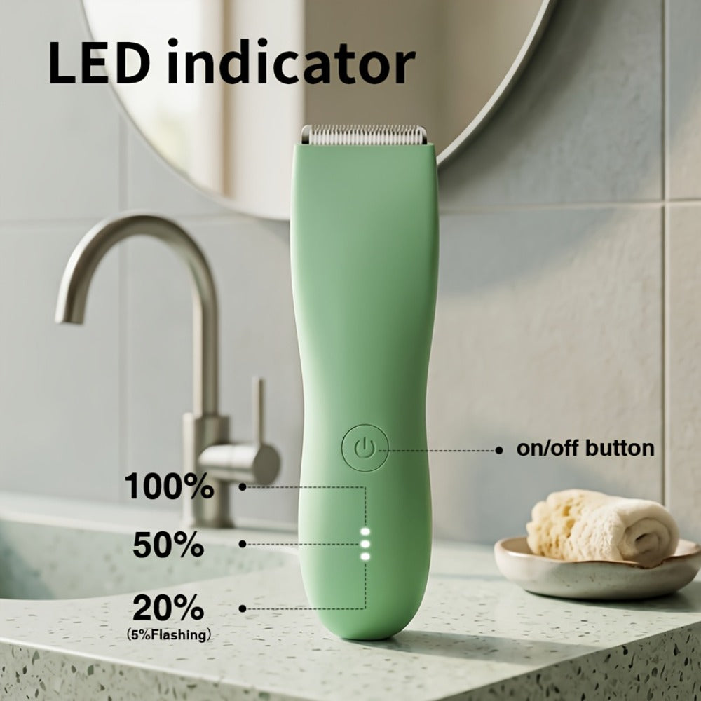 Bikini Trimmer for Women & Groin Trimmer for Men IPX6 Waterproof Body Hair Trimmer Replaceable Ceramic Blades Limit Comb Electric Manscaping Groomer Black Green Purple Pink