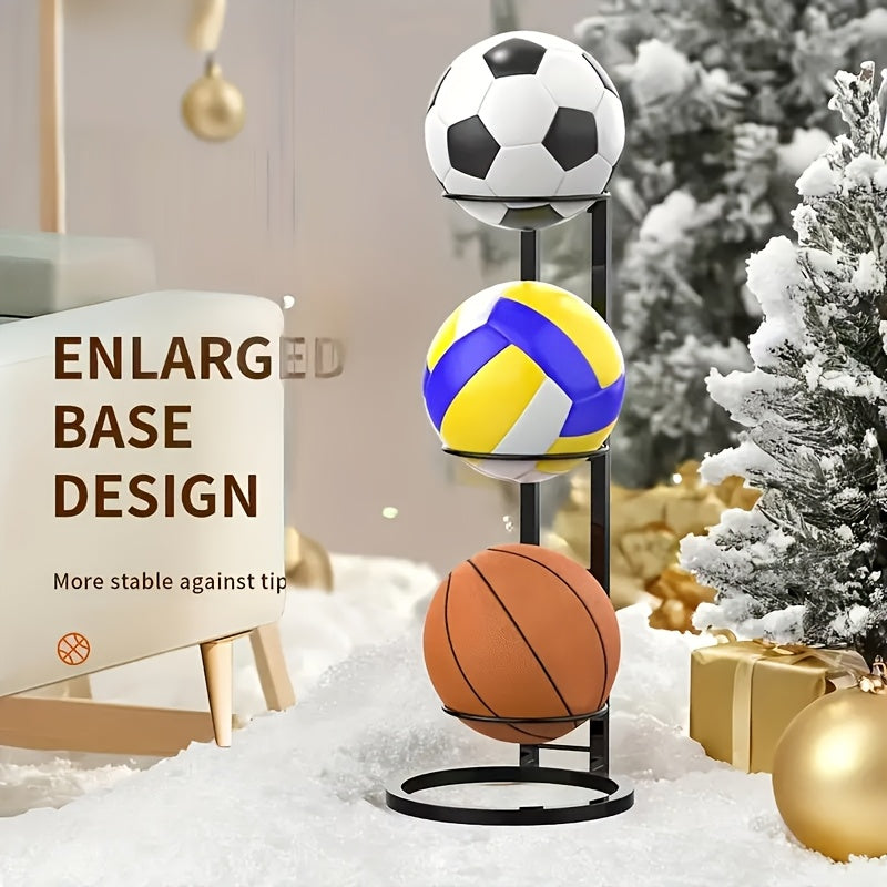 Basketball Storage Rack 3 4 5 Layer | Sports Ball Display Stand for Basketball Football Volleyball | Freestanding Ball Holder Organizer for Home Gym Garage Indoor Outdoor Use
