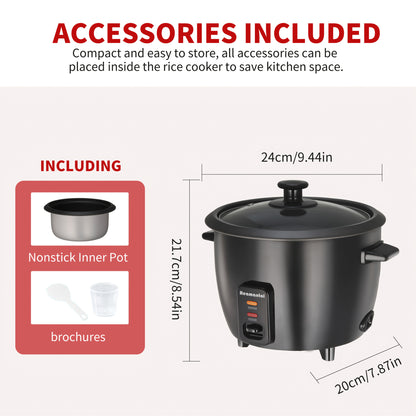 Rice Cooker & Yogurt Maker 1.5Qt – 6-Cup Non-Stick Electric Rice Cooker with Auto Keep Warm, One-Touch, Stainless Steel Liner, Steamer for Rice, Oatmeal, Soup & Yogurt
