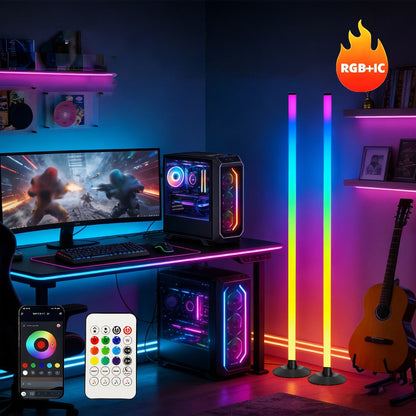 68.8-Inch RGB Corner Floor Lamp in One- or Two-Piece Options with Pictured App and Remote Controls