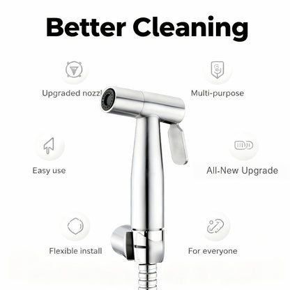 Wall-Mounted Handheld Bathroom Sprayer Set with Bracket, Flexible Hose and Teflon Tape for Home and Everyday Use