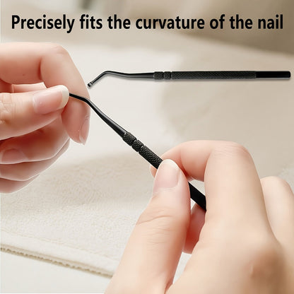 Wide-Jaw Nail Clipper Set, Six-Piece Black-Handle Kit with Curved, Slanted and Narrow Tools, Lifter, File and Storage Pouch