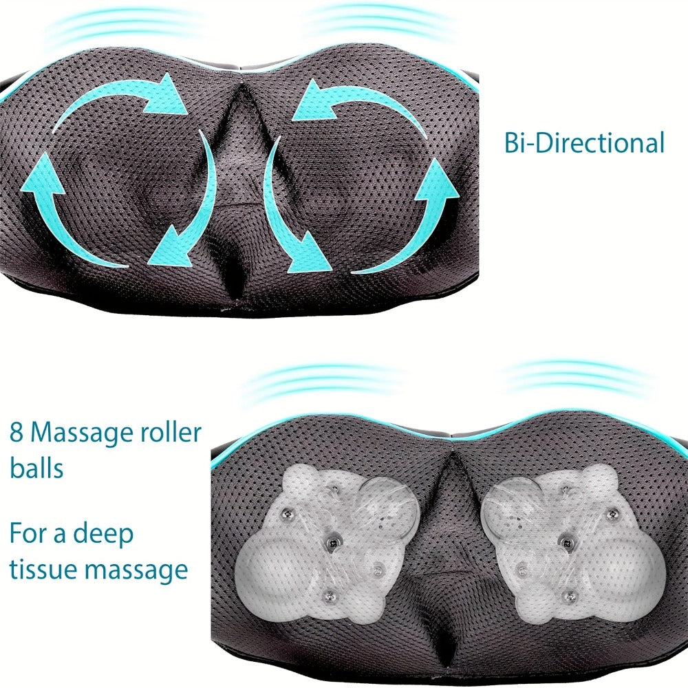 Neck Shoulder Massager with Heat – Shiatsu Deep Kneading Massage Pillow for Back, Waist & Muscle Pain Relief, Portable Electric Massager, Perfect Gift for Wife, Husband, Parents & Office Workers