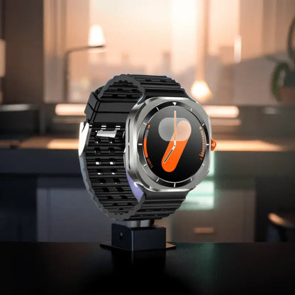 Smart Watch Round Display with Wireless Calling, Custom Faces and Orange, Black, White or Blue Band