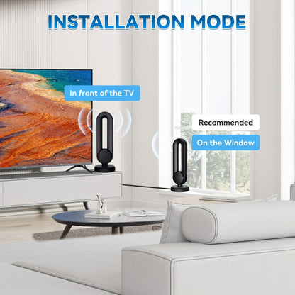TV Antenna with 180-Degree Rotating Loop Receiver, Magnetic Base, 15-Foot Cable and USB Power Lead