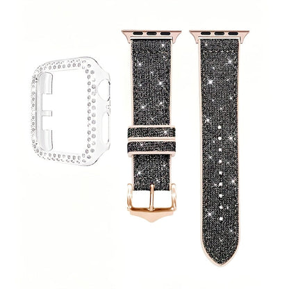 Rhinestone Mesh Watch Band and Matching Case Set for Apple Watch in 19 Color-and-Size Options