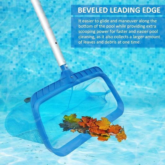 Pool Skimmer Net Fine Mesh | Heavy Duty Leaf Rake Pool Cleaning Tool